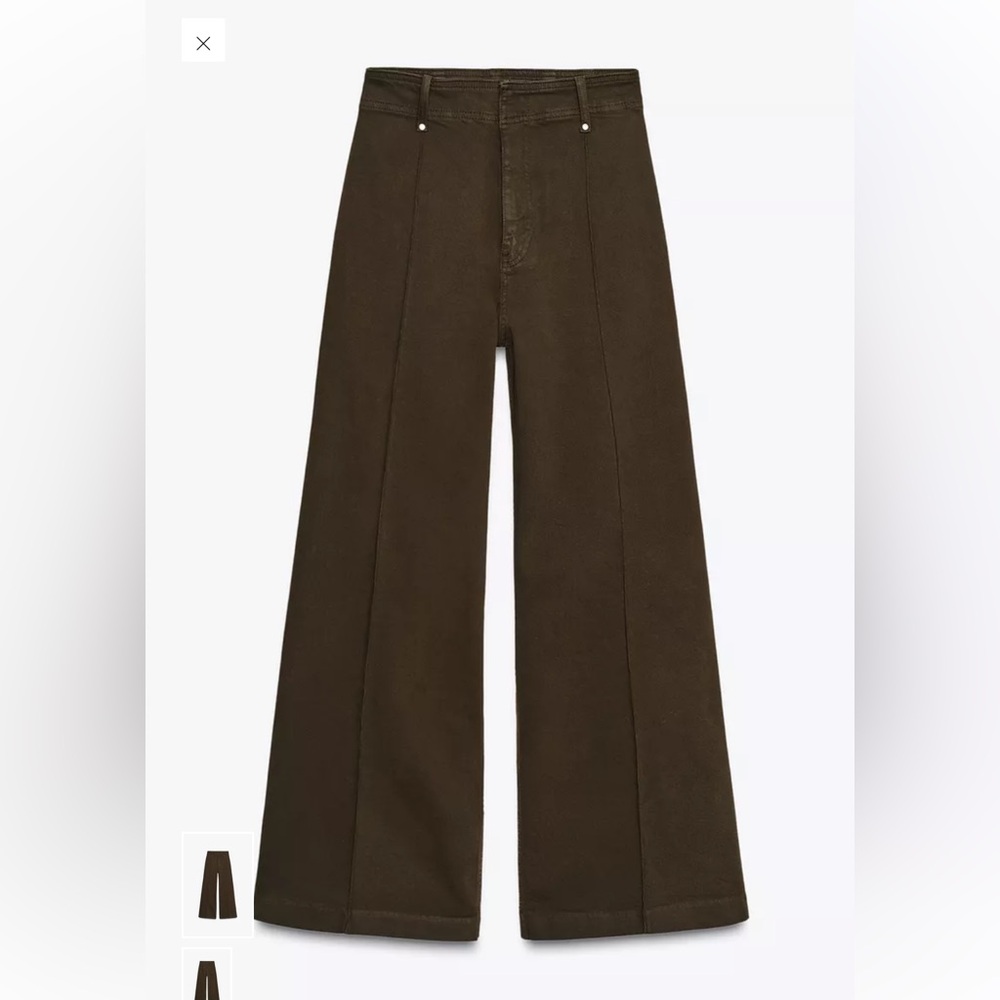 Zara Tailored Wide-Leg Pants in Dark Brown High Waist Size 6